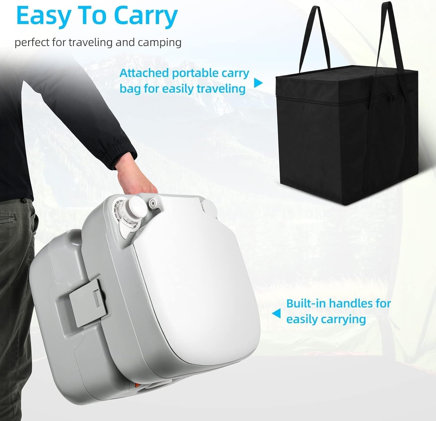 Convenient Portable Camping Porta Potty - 441 lbs Capacity with Cleaning Sprayer