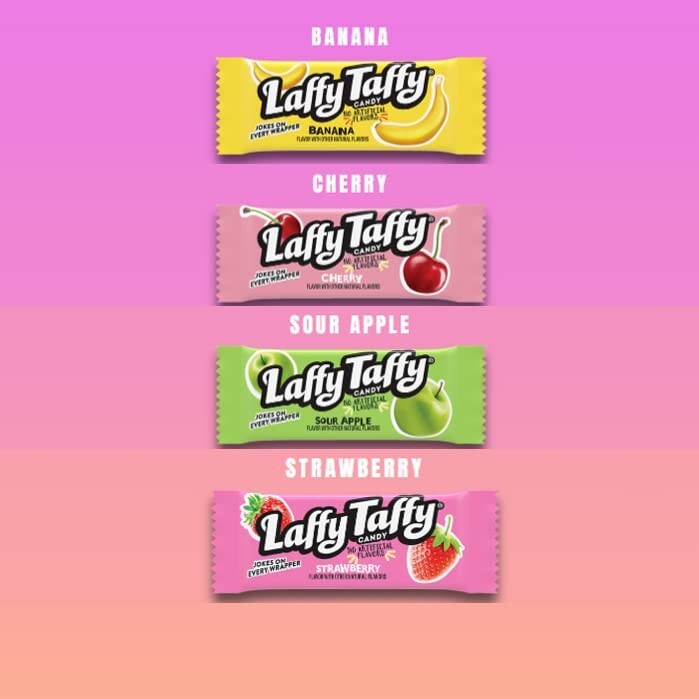 Assorted Fruit Taffy Candy Mix - Sour Apple, Cherry, Strawberry & Banana 145 Pc