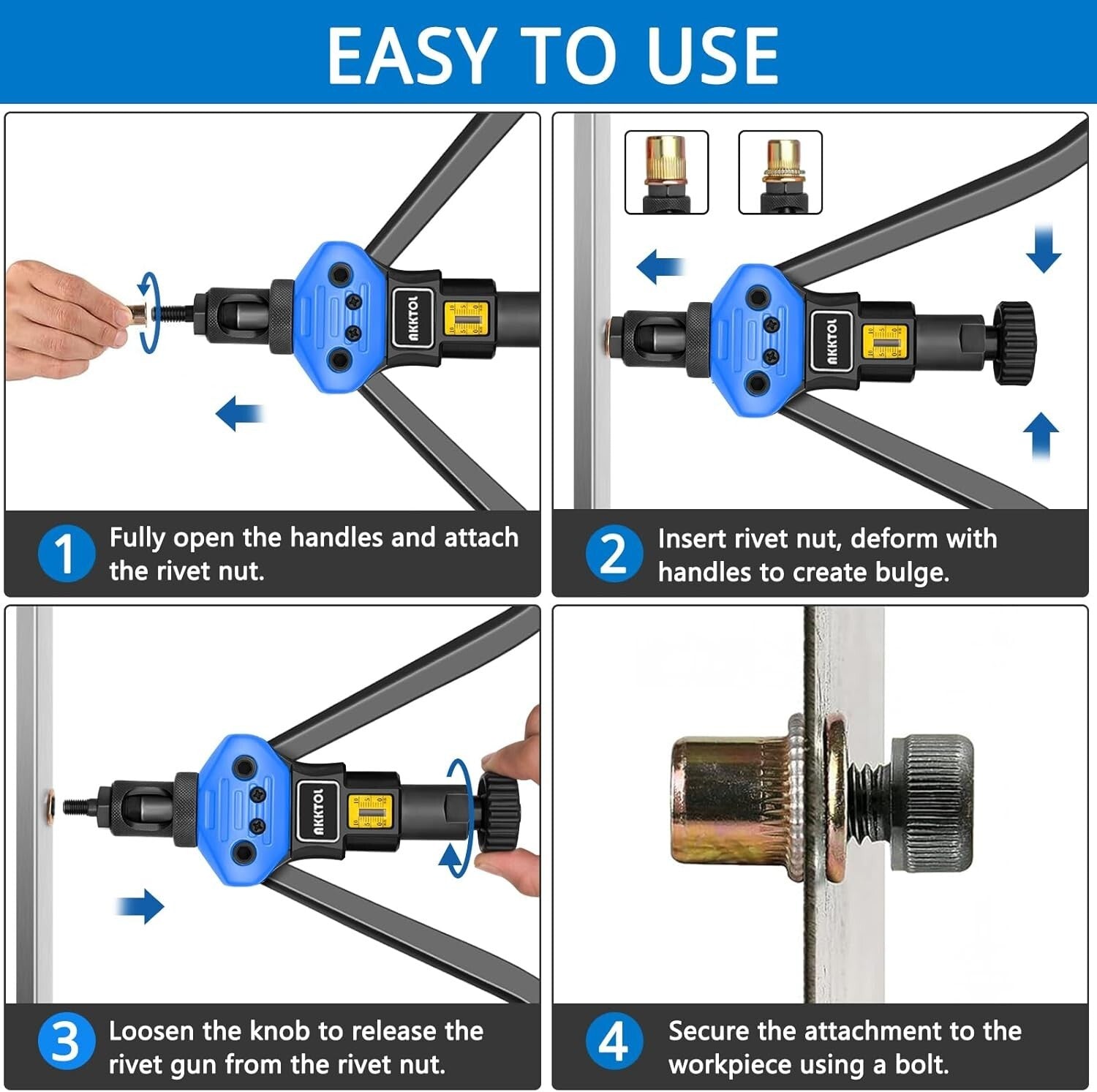 Rivet Nut Installation Tool Kit - 16" Heavy-Duty Tool with Easy Mandrel Change