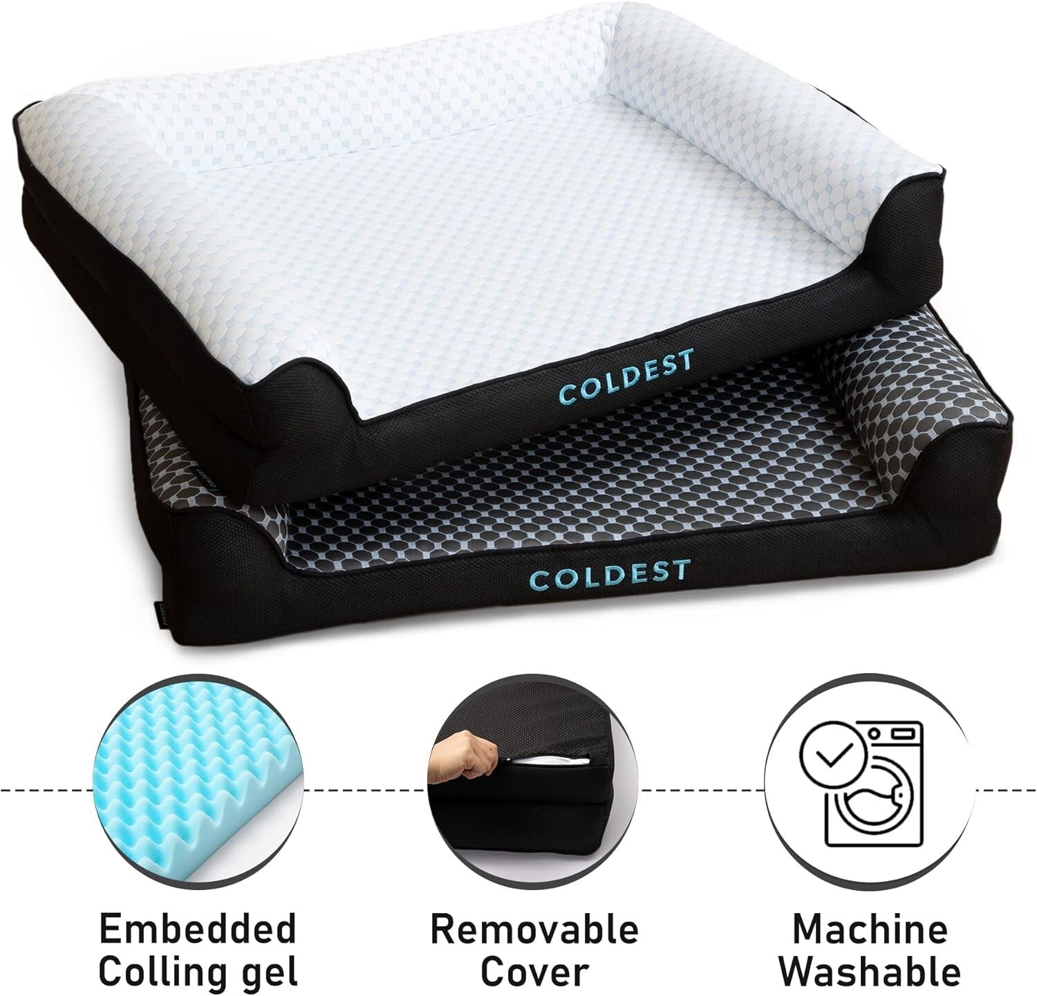 The Coldest Cozy - Medium Dog Bed with Cooling Gel, Anti-Slip & Water-Resistant