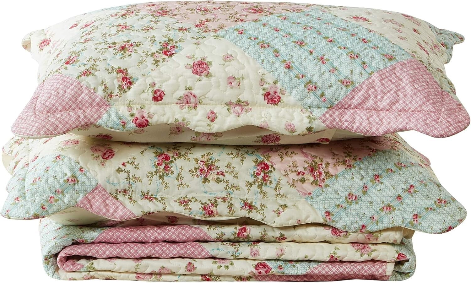 Elegant 3-Piece Rose Quilt Set for All-Season Comfort - Full/Queen Size