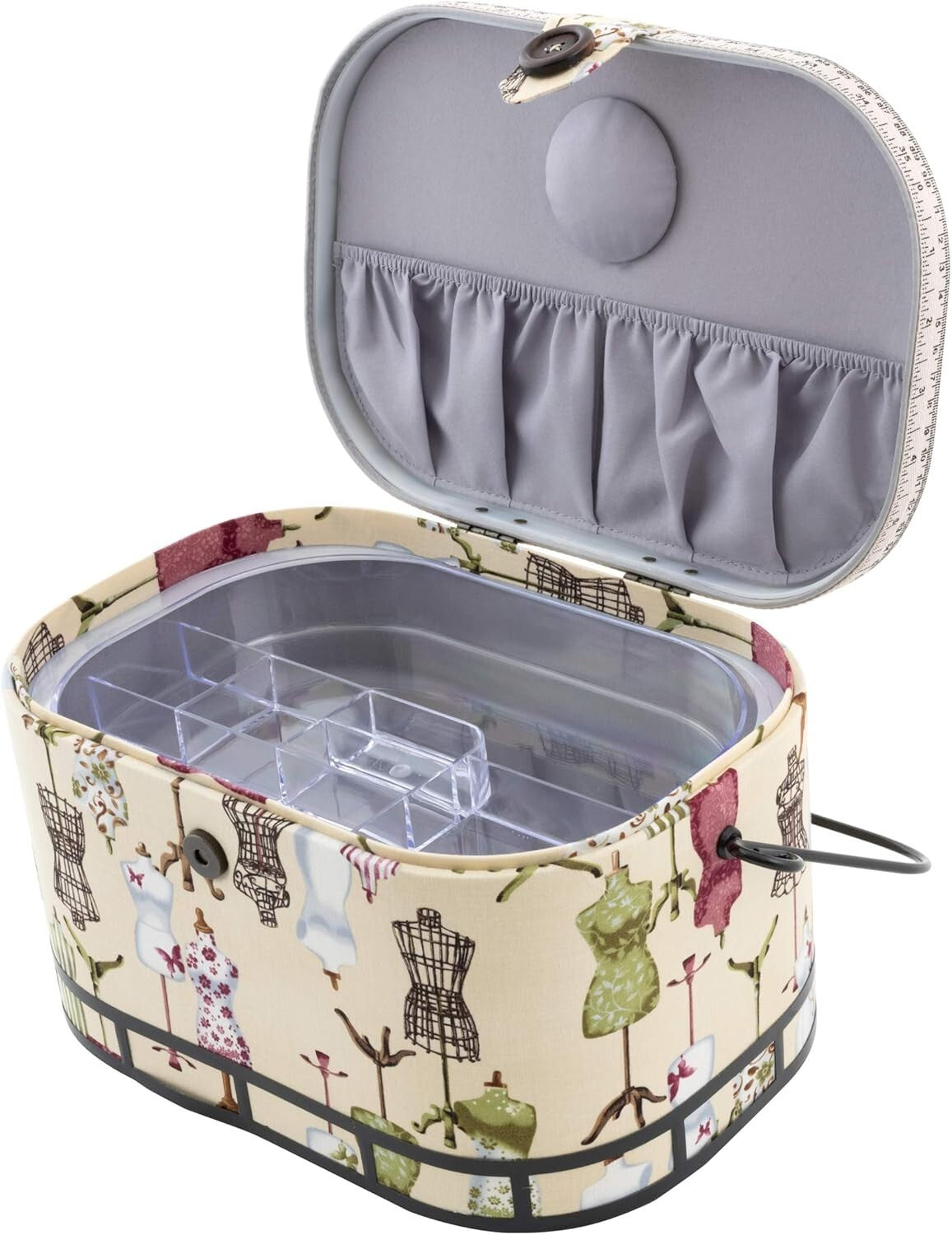 Elegant Oval St. Jane Sewing Basket with Magnetic Closure - Multi-Color Design