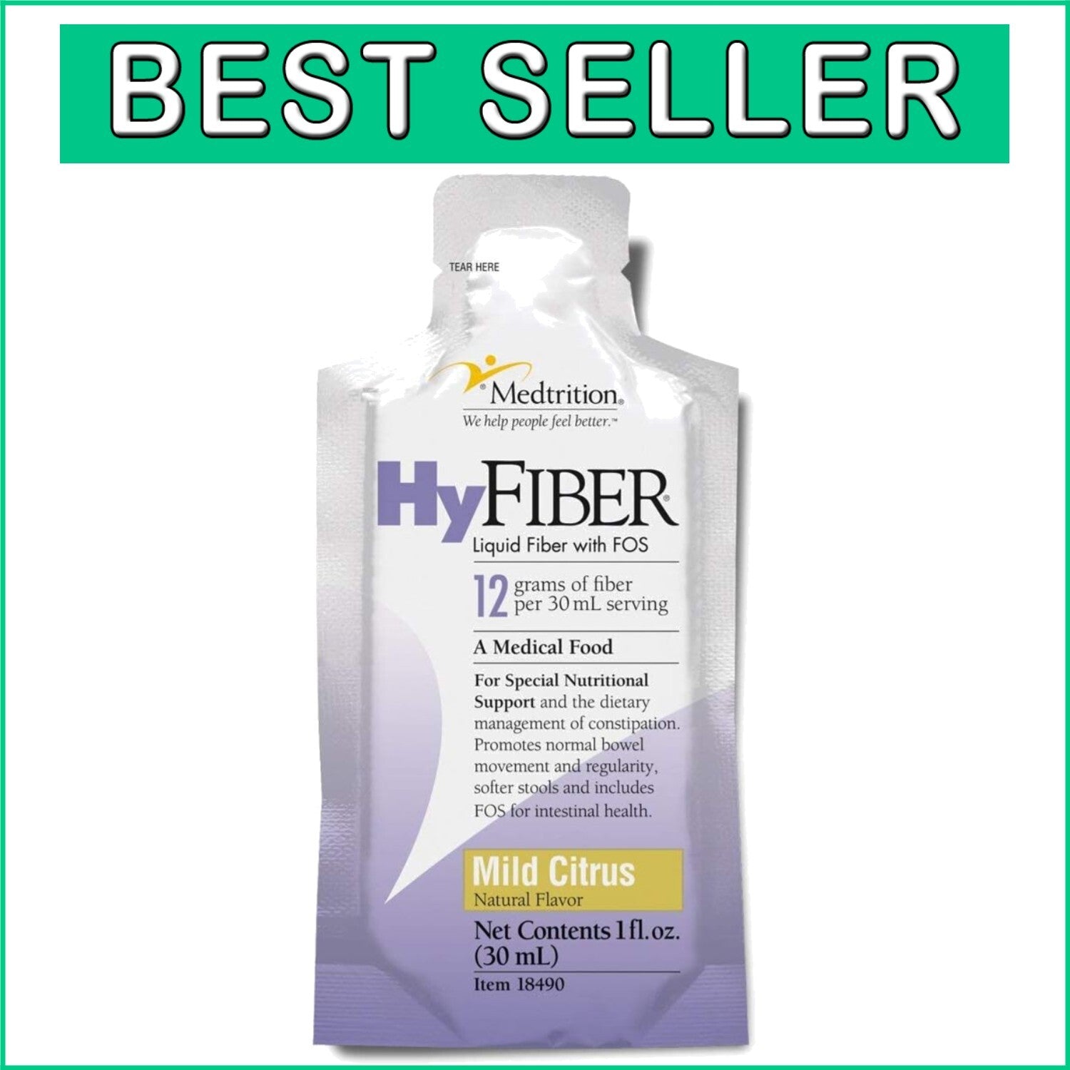 12g Gentle Liquid Fiber for Regularity - 25 oz Daily Drink, Mild Citrus Flavor