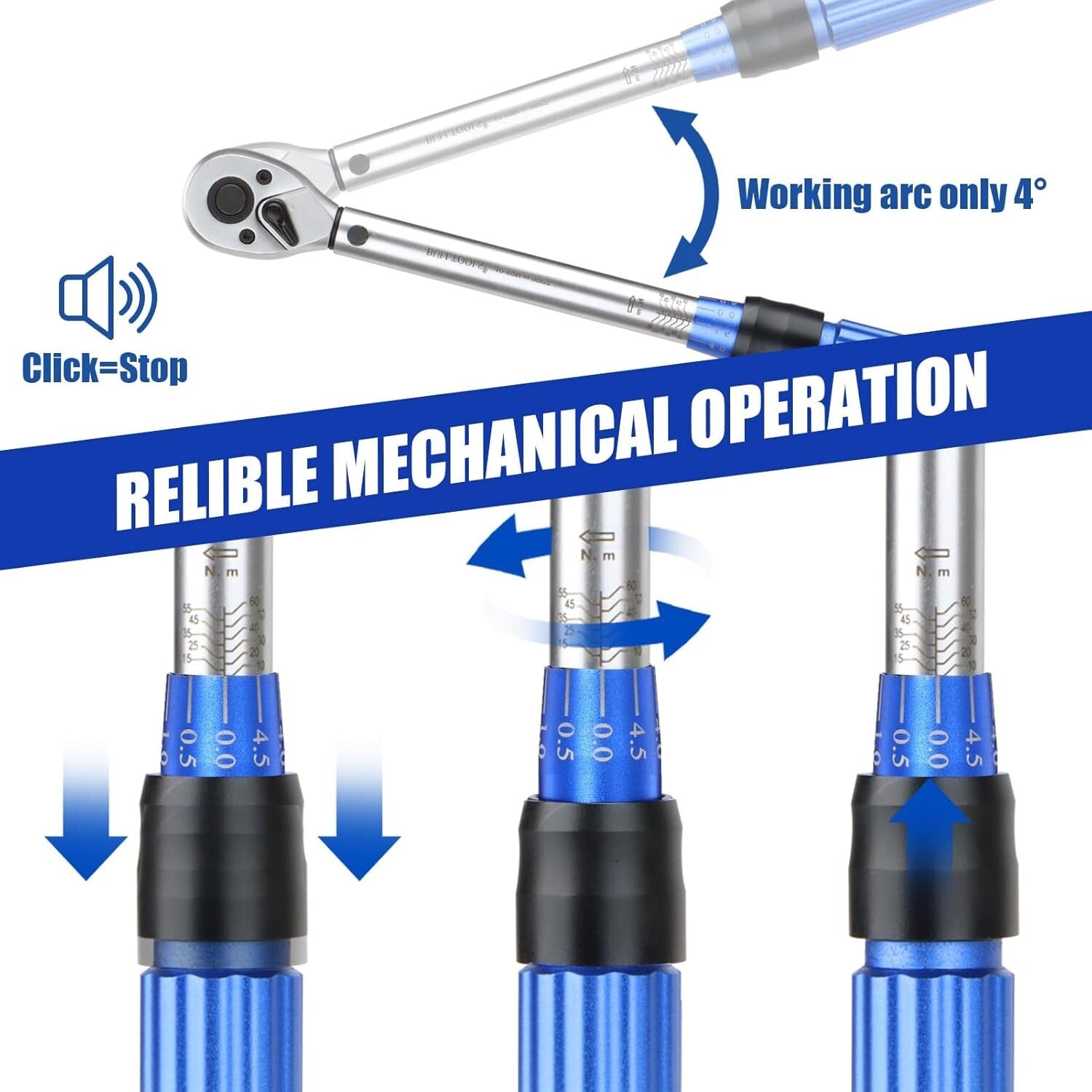 Precision Dual-Direction 3/8-Inch Drive Click Torque Wrench Set 7.4-44.3 FT.LB