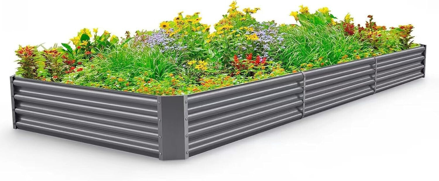 12x4ft Galvanized Raised Garden Bed Kit - 359 Gallon Capacity for Vegetables