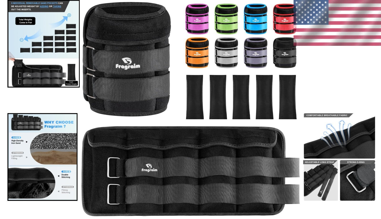 20 Lbs Removable Adjustable Ankle Weights – Perfect for Gym and Rehabilitation