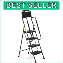 Load image into Gallery viewer, Versatile Folding Step Stool with Handrails &amp; Rubber Feet - Ideal for Home Tasks