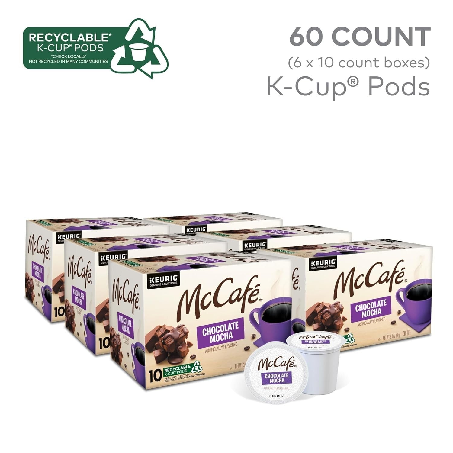 60 Count McCafé Chocolate Mocha Pods - Rich Flavor Chemistry with Arabica Beans