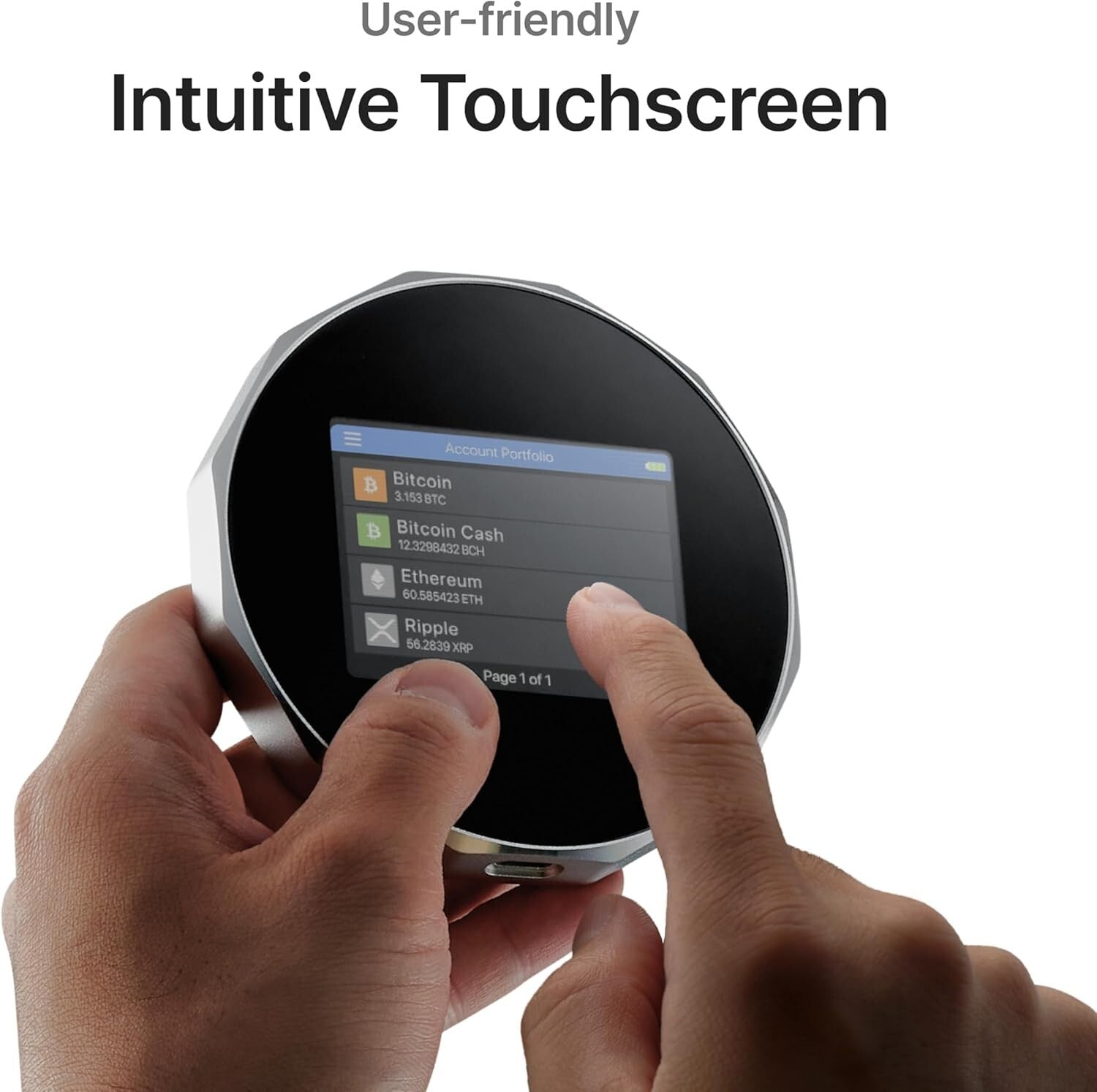 Advanced USB-C Crypto Wallet with Touchscreen - Effortless Multi-Coin Management
