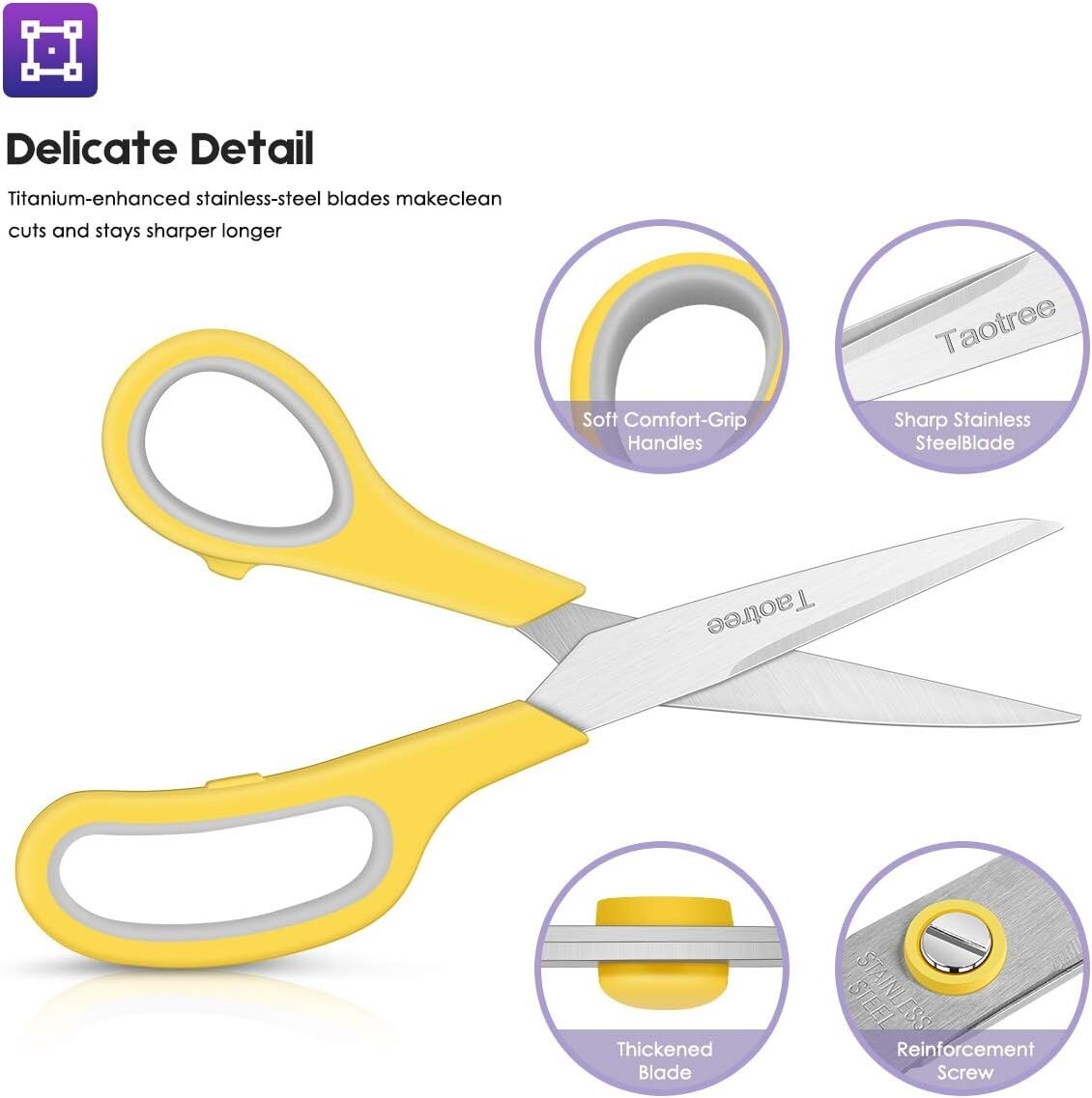 All-Purpose 40-Pack 8” Scissors with Ambidextrous Grip - Perfect for Every Task