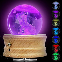 Load image into Gallery viewer, U R My Sunshine 3D Crystal Ball Music Box with LED Projection &amp; Wooden Base