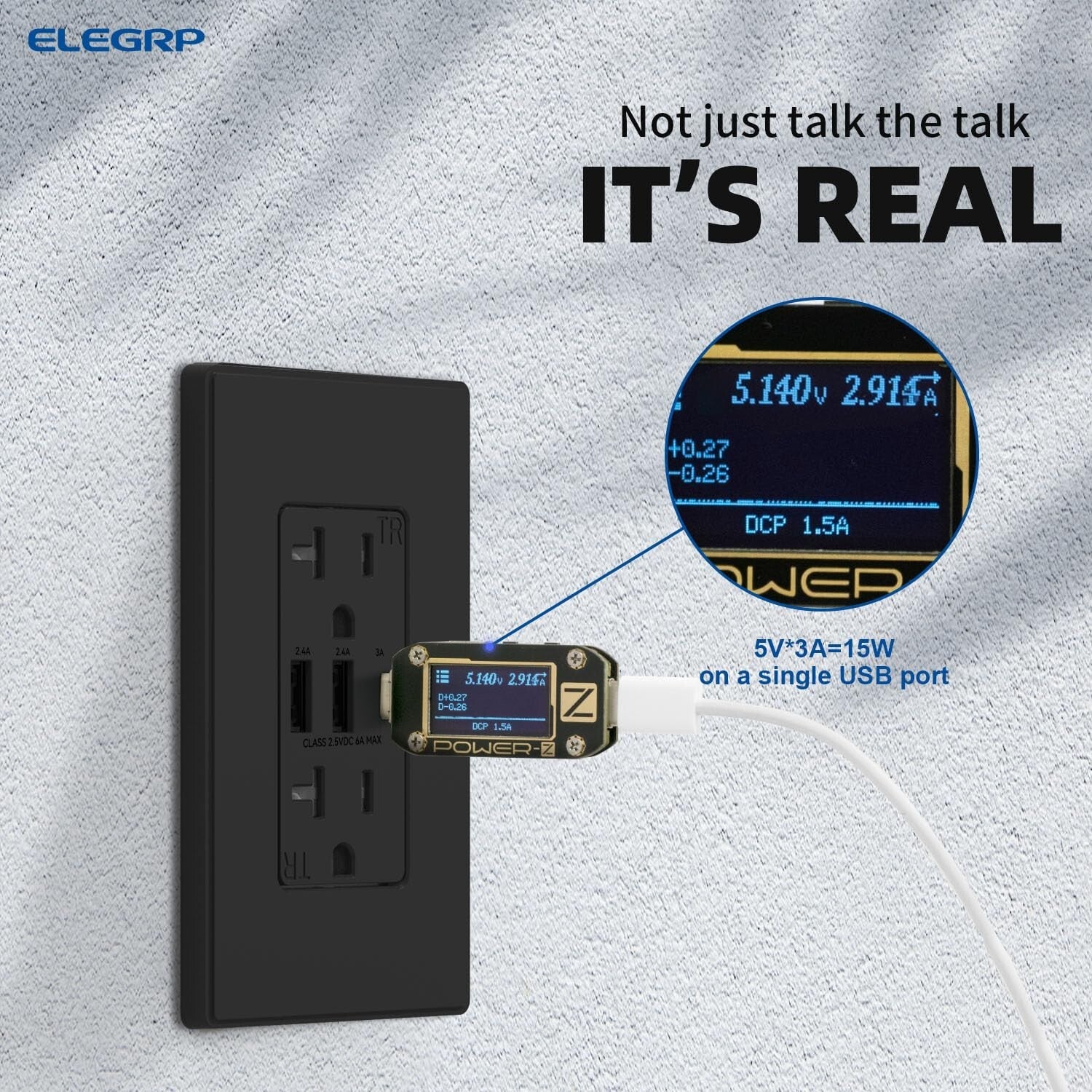 Durable and Dual-USB Wall Outlet with 3 Ports, Perfect for Home Devices - 2 Pack