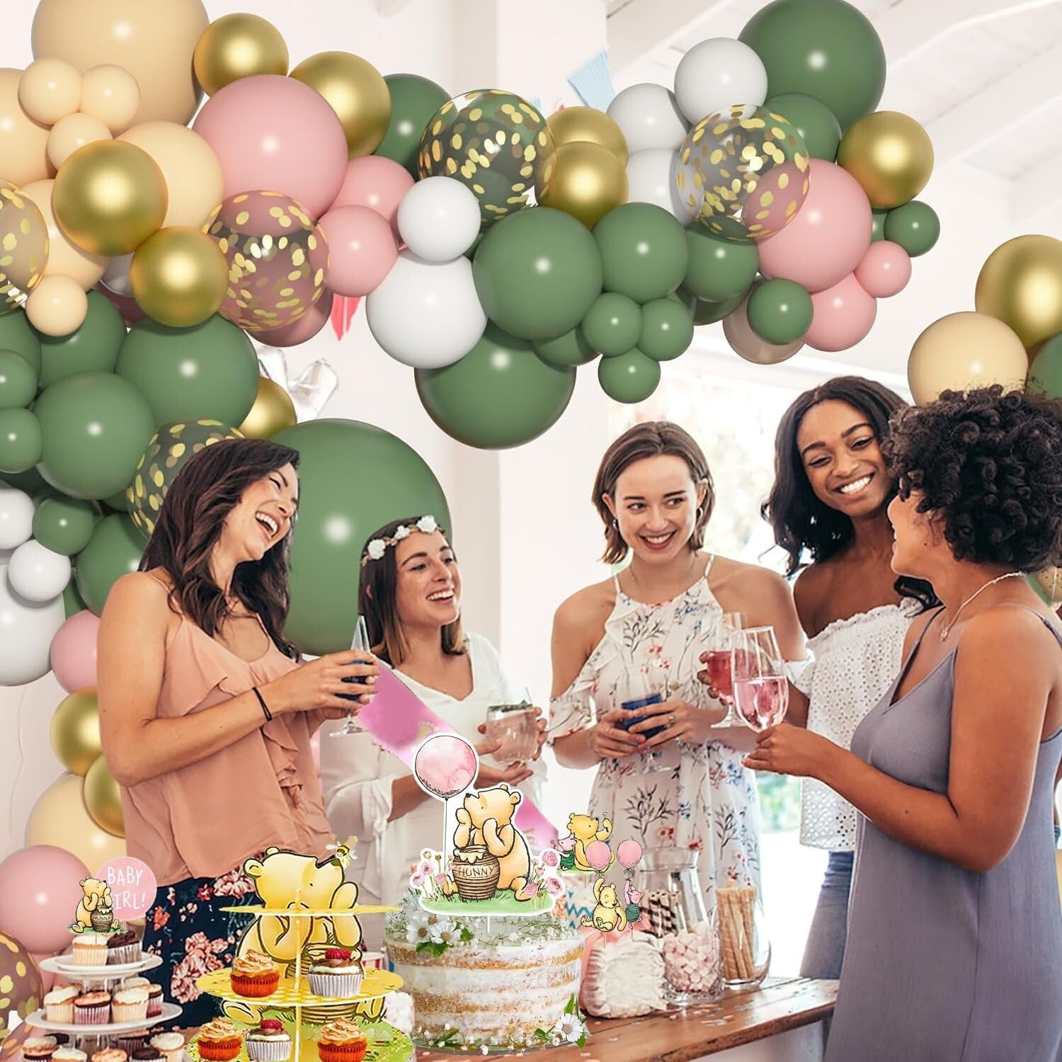 Classic Winnie Pooh Baby Shower Decorations in Pink – Complete 158-Piece Set