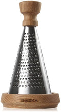 Load image into Gallery viewer, Compact Stainless Steel Cheese Grater with Oak Tray - Dishwater Safe &amp; Versatile