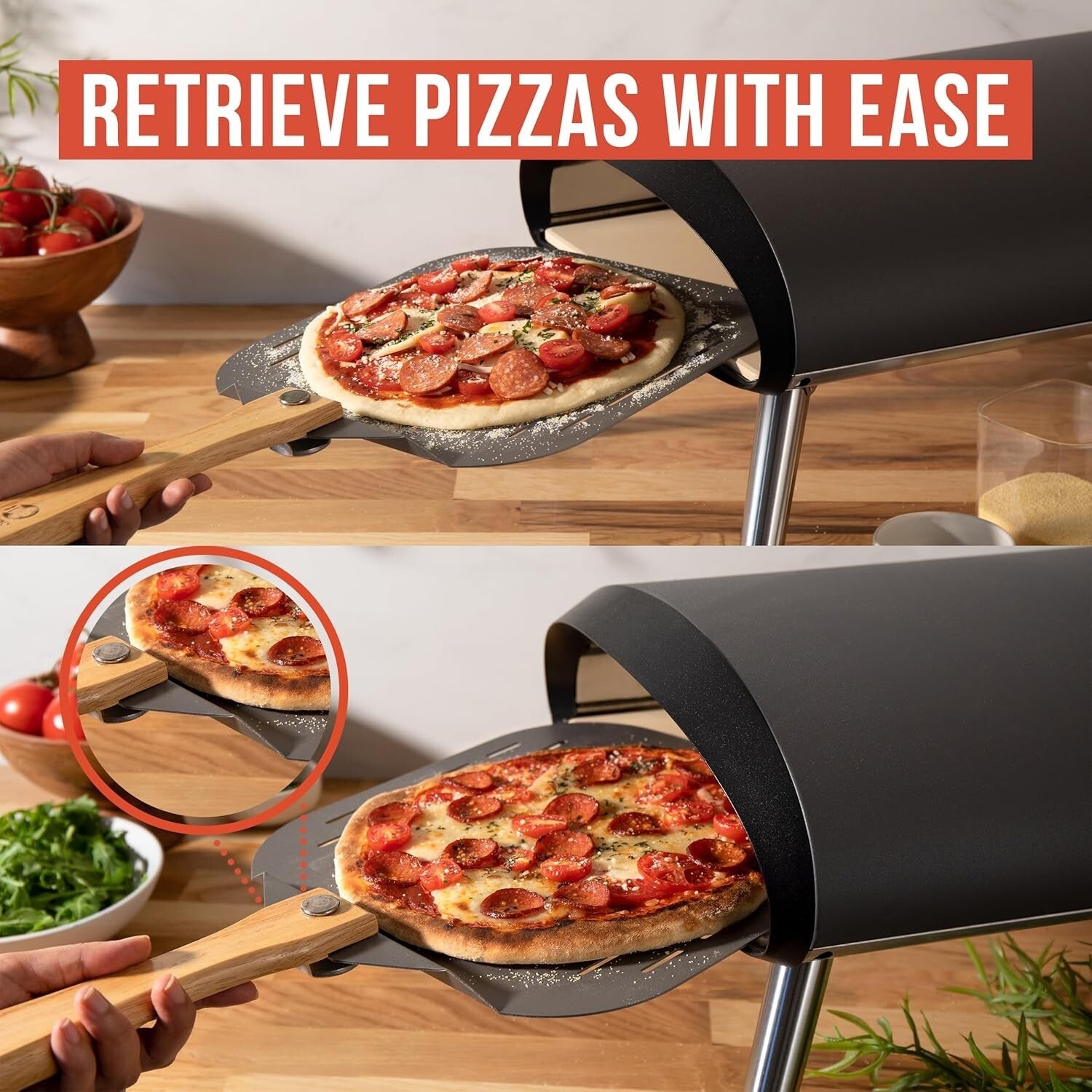 Ergonomic Foldable Pizza Peel - 12x14 Inch Aluminum Paddle for Effortless Baking