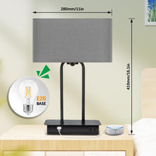 Load image into Gallery viewer, Touch Control Table Lamp with USB &amp; AC Power, 3 Brightness Levels, Free LED Bulb