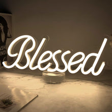 Load image into Gallery viewer, USB Powered Blessed Neon Light - Beautiful Wall Decor with Adjustable Brightness