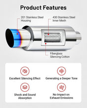 Load image into Gallery viewer, 2.25" Inlet Stainless Steel Exhaust Tip, 15" Length, Premium Sound Control