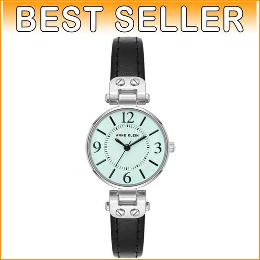 Stylish Aqua Blue Dial Women's Watch with Black Leather Strap - Waterproof