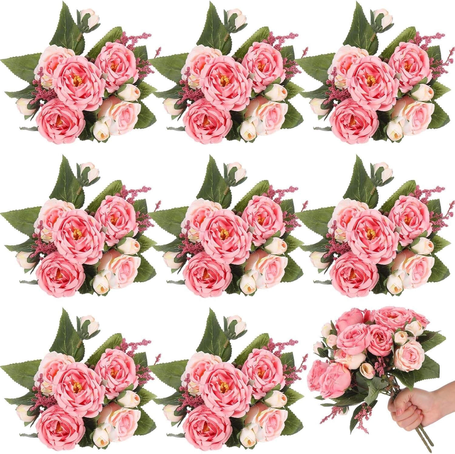 Lush 8 Bundles of Realistic Peonies - Enhance Any Spring Decor Effortlessly
