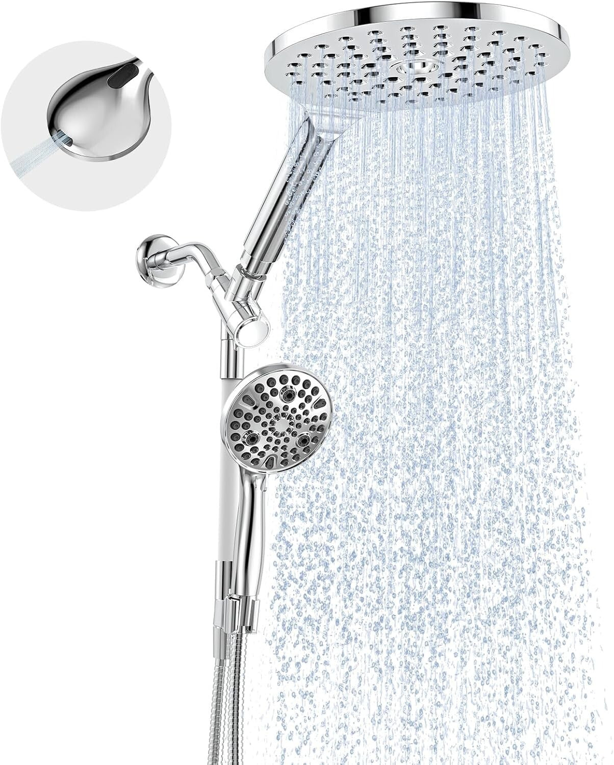 All-in-One 2-in-1 Dual Handheld Shower Head with 10 Modes & Rainfall Experience