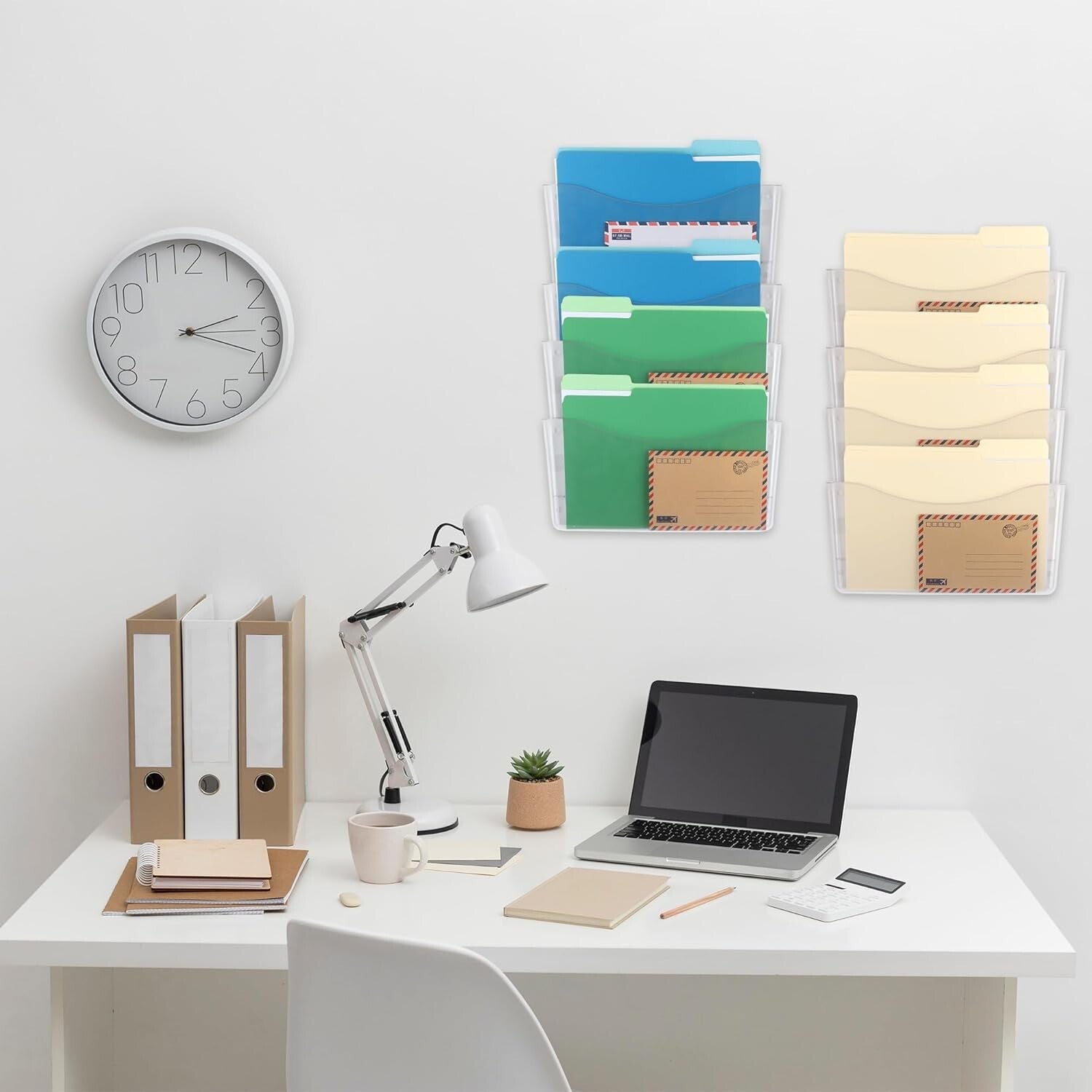 Efficient 8 Pocket Wall File Organizer - Clear Plastic for School, Home & Office