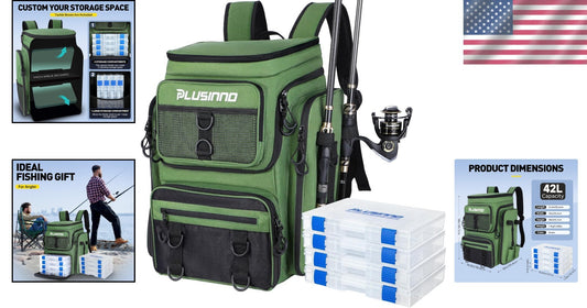 42L Large Capacity Fishing Tackle Backpack with Ergonomic Design and Rod Holders