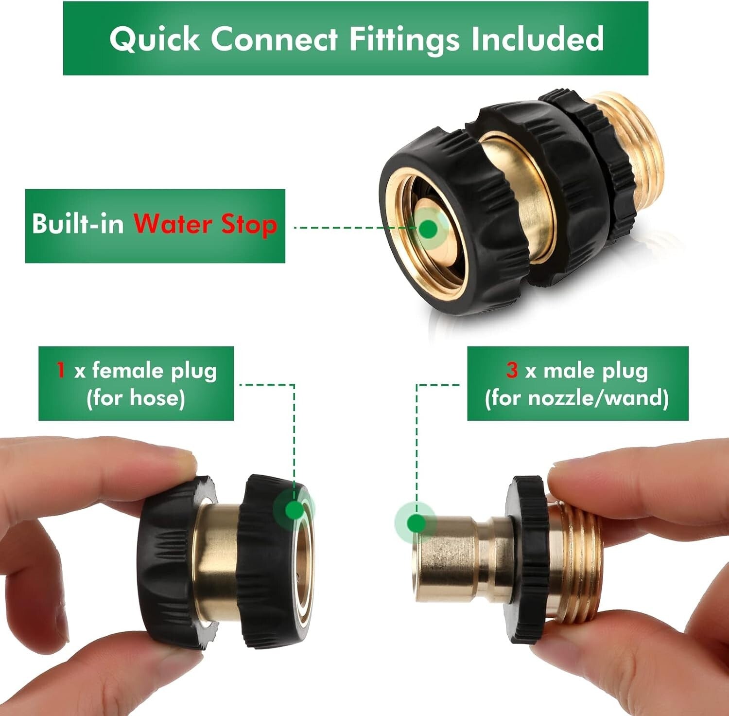 Premium Metal Garden Watering Combo - Heavy Duty Wand with Thumb Control Nozzle