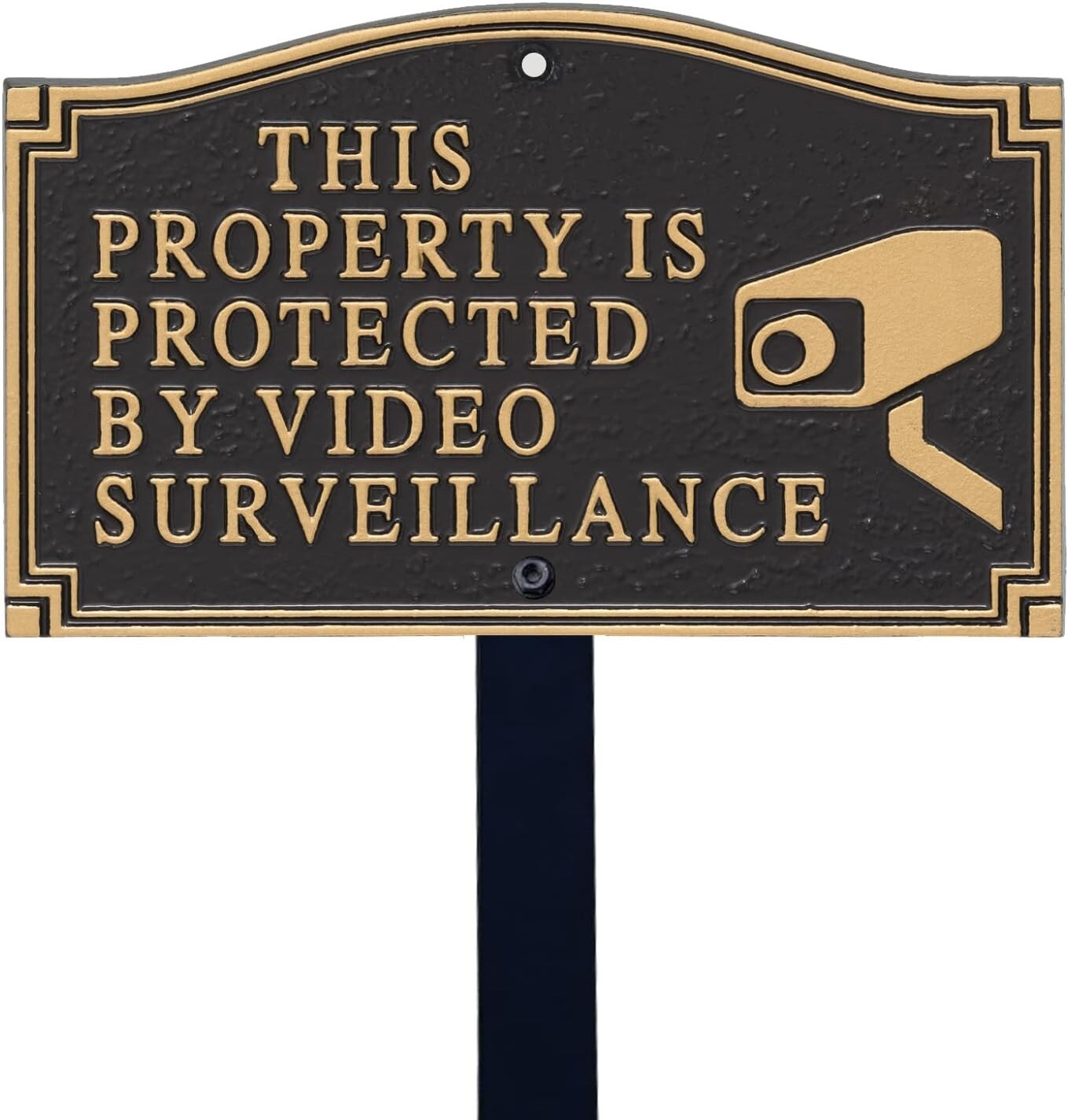 Durable 375 mil Aluminum Garden Sign: Video Surveillance Notice with Lawn Stake