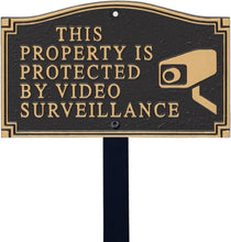 Load image into Gallery viewer, Durable 375 mil Aluminum Garden Sign: Video Surveillance Notice with Lawn Stake