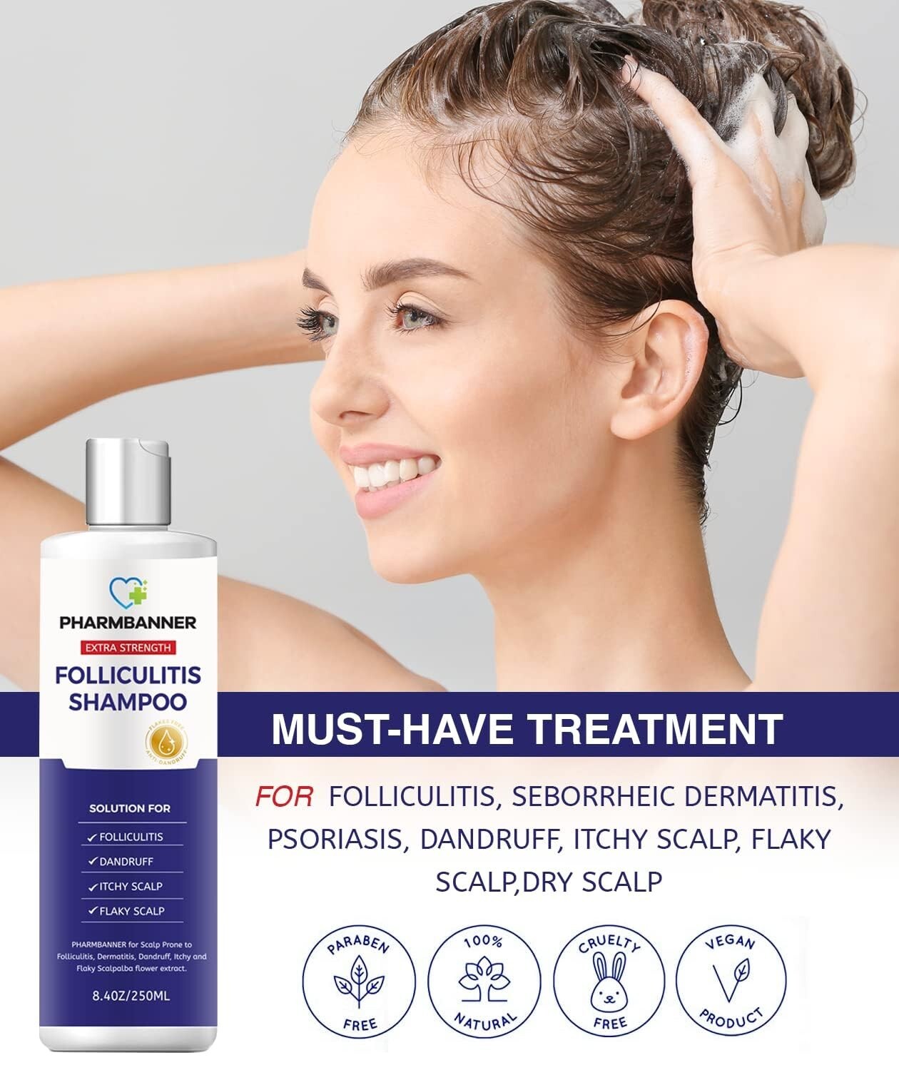 Effective Scalp Treatment Shampoo for Folliculitis & Psoriasis - 16.8 Oz Total