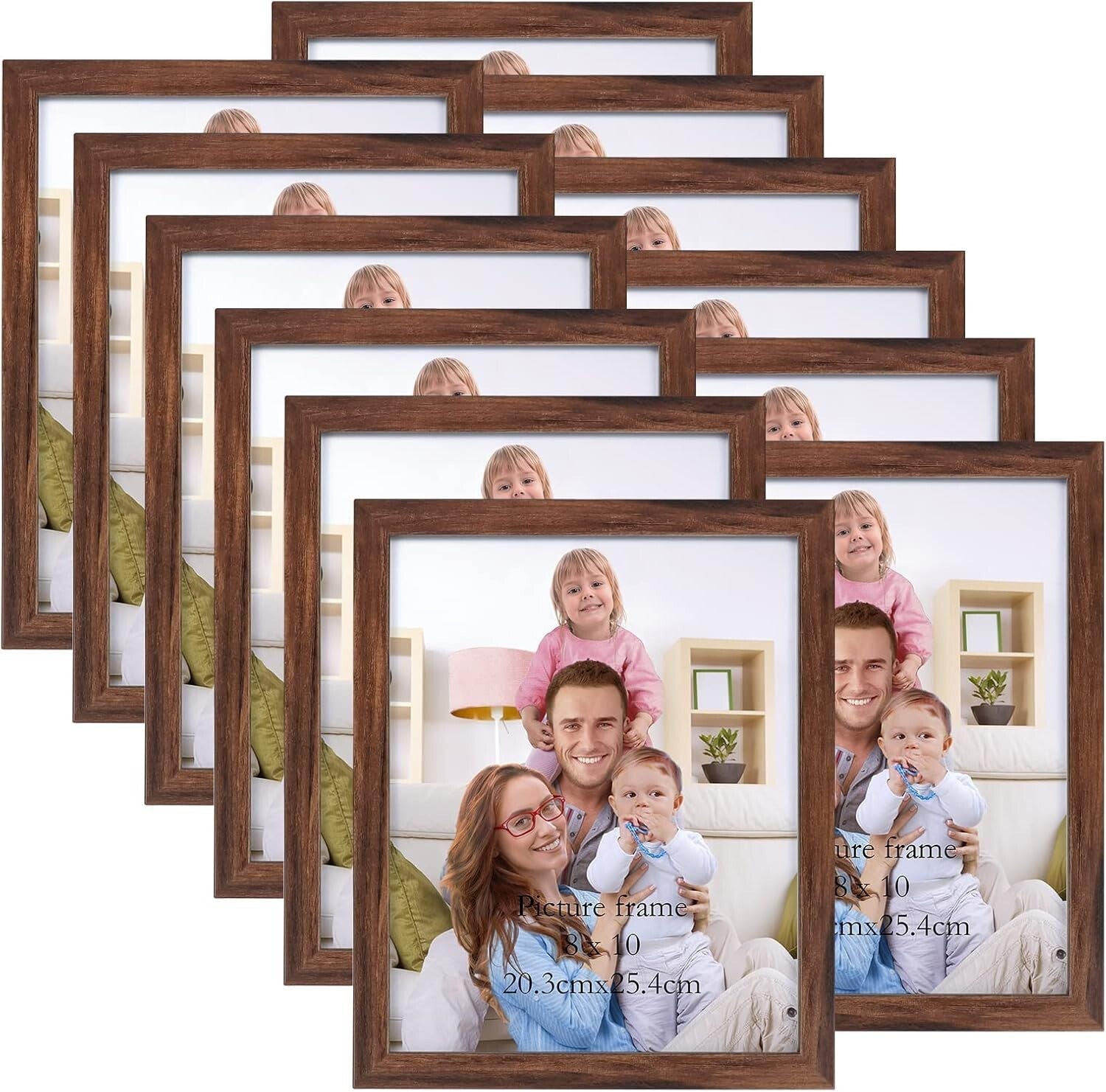 Elegant 12-Pack of 8x10 Rustic Picture Frames - Wall or Tabletop Mount