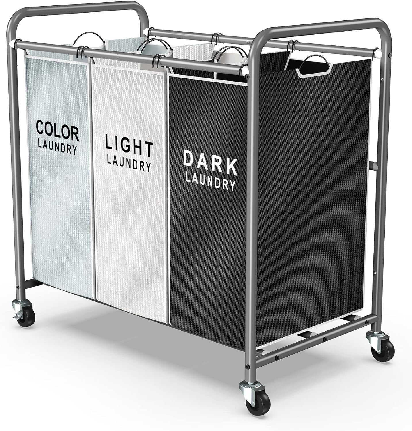 Efficient Laundry Cart with Easy-Access Bags - 3 Compartments for Sorting