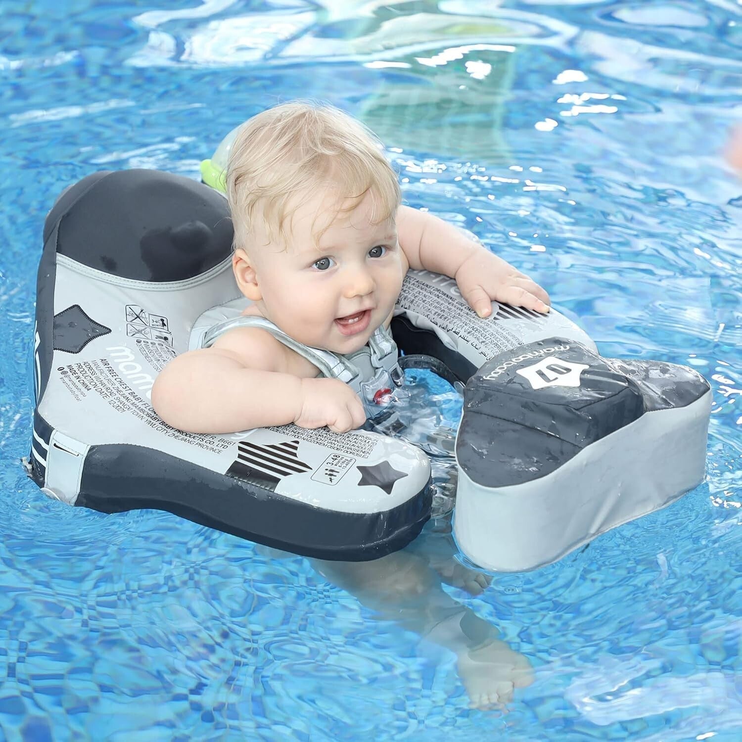 Adjustable Baby Swim Float with UPF Canopy - Perfect for Infants 3-48 Months