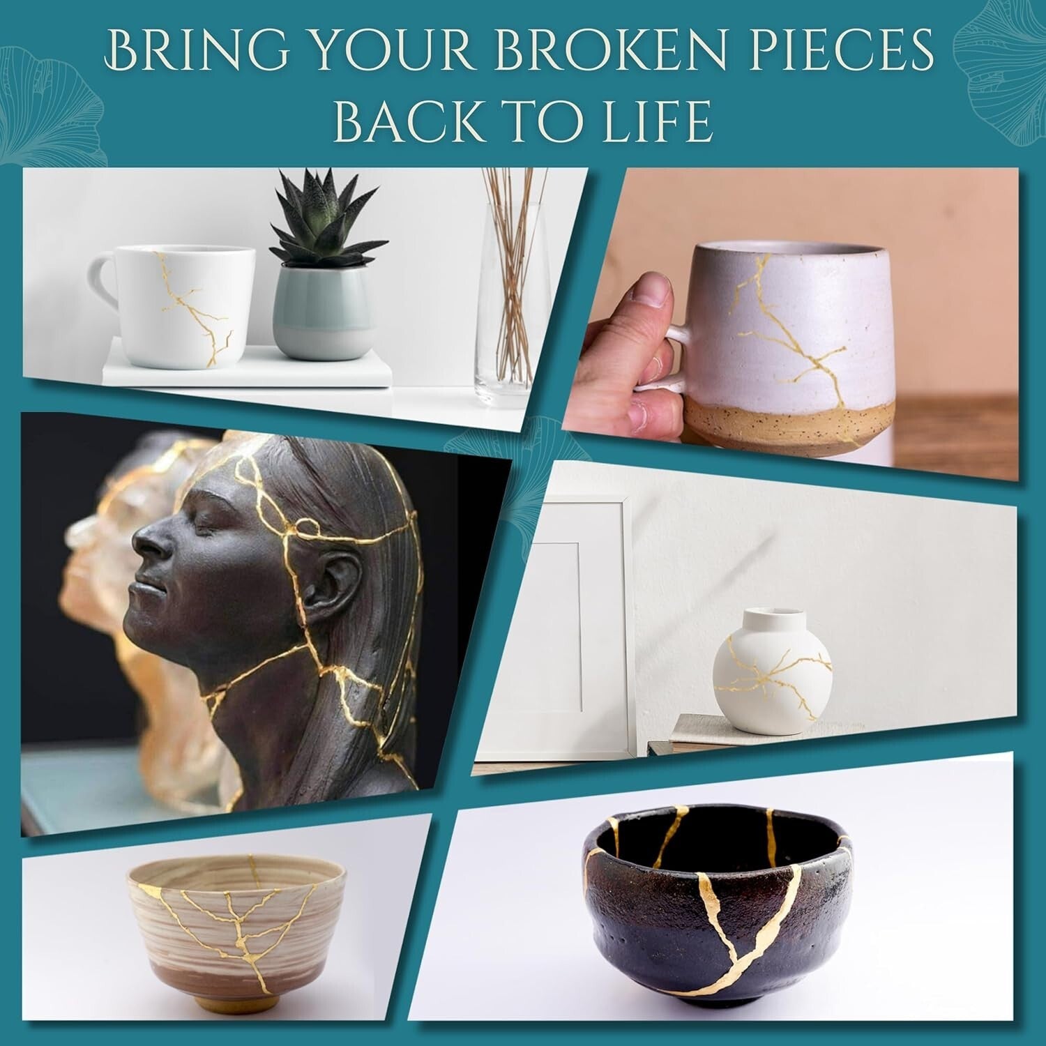 All-in-One Kintsugi Ceramic Repair Kit with Epoxy Glue, Tools & Instructions