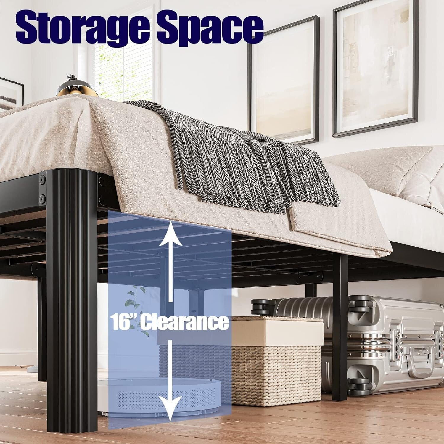 Twin XL Heavy Duty Platform Bed Frame - No Box Spring Required, Rounded Corners