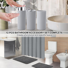 Load image into Gallery viewer, Durable Bathroom Decor 24PCS Set with Shower Curtain + Soft Microfiber Rugs