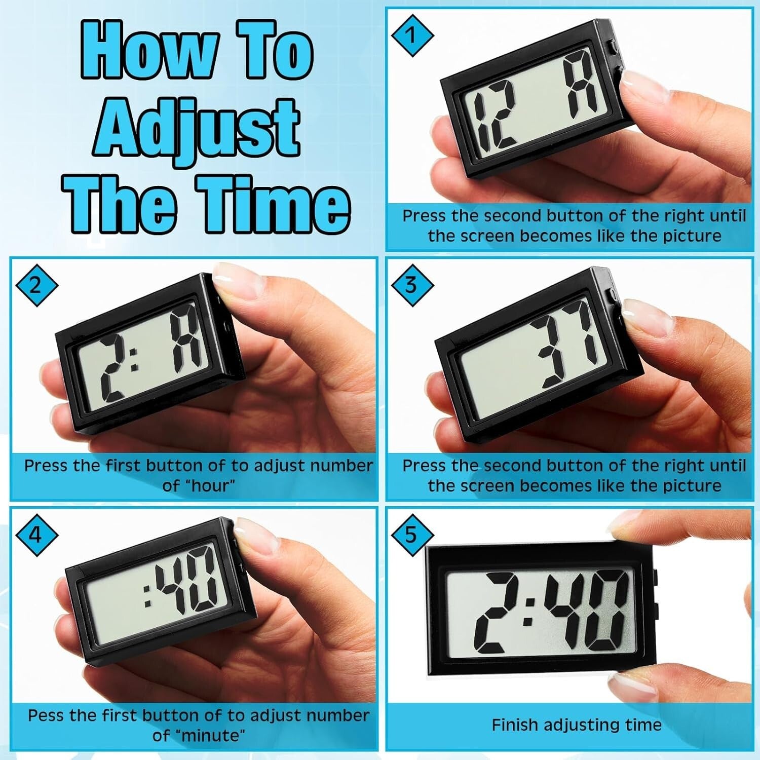 Lightweight Magnetic Clocks - Ideal for Car Dashboard & Home Use - 36 Pack