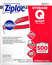Load image into Gallery viewer, Ziploc 500-Count Double Zipper Storage Bags - Quart Size for Food Organization