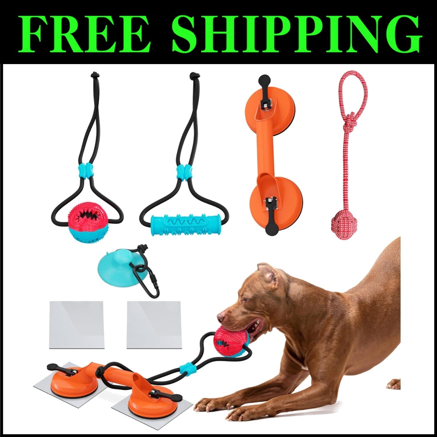 Durable Tug of War Dog Toy with Double Suction Cups - Perfect for Large Breeds