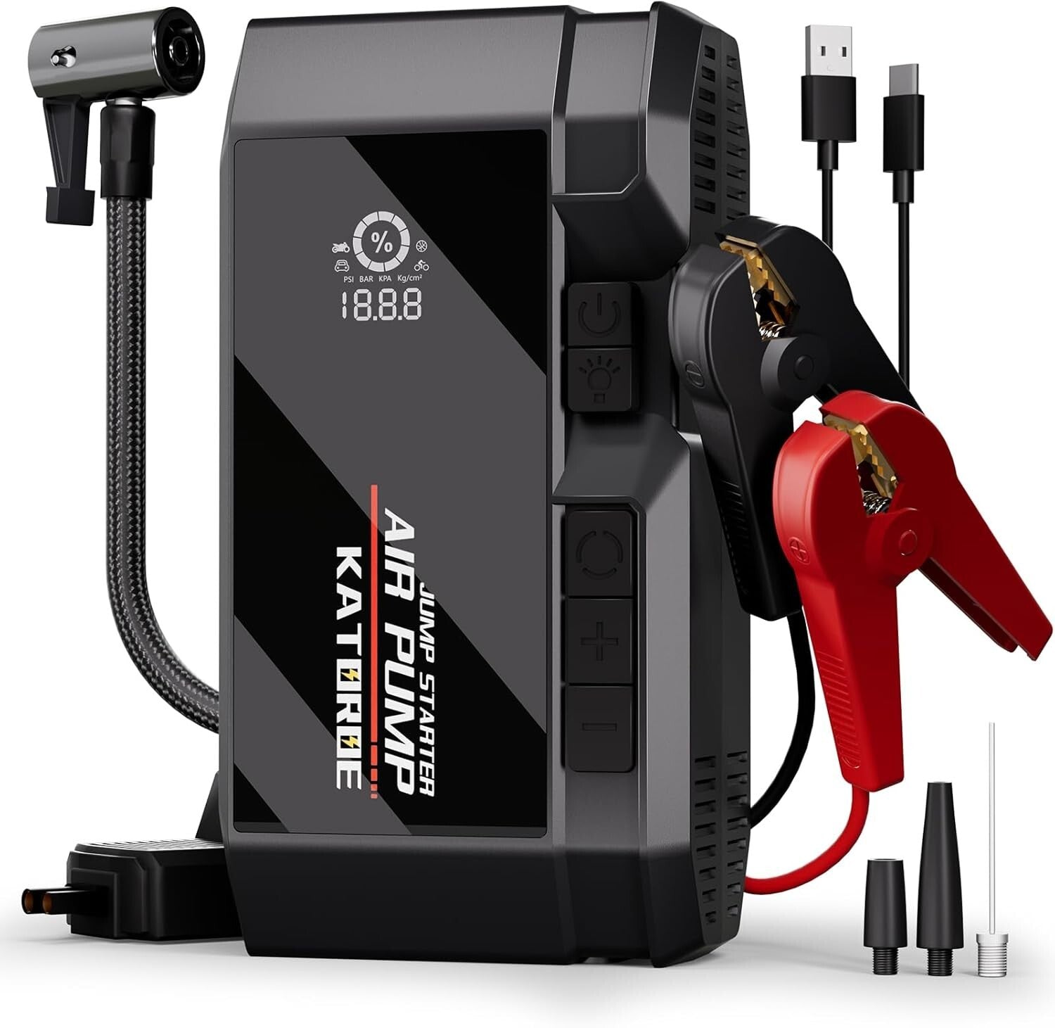 Multi-Function 4500A Portable Jump Starter and Tire Inflator for All Vehicles