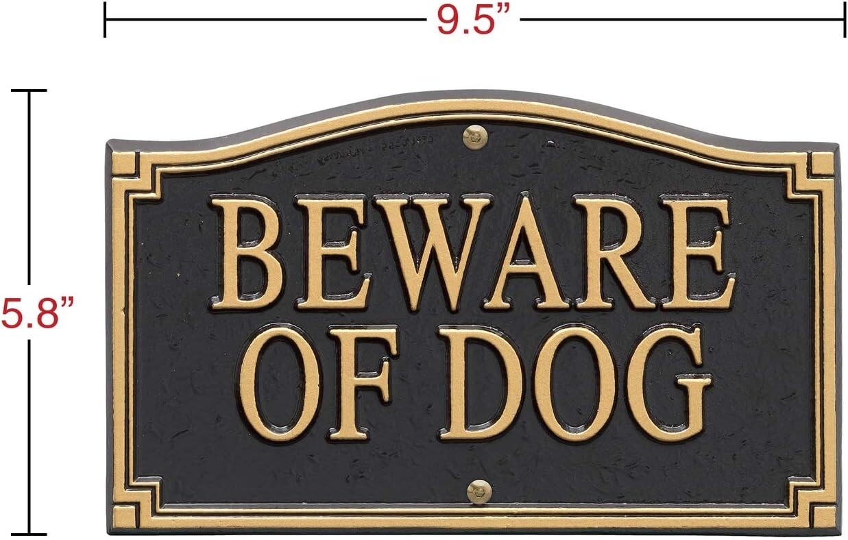Durable 'Beware of Dog' Warning Marker - Cast Aluminum with Alumi-shield Coating
