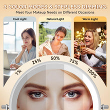 Load image into Gallery viewer, 8” Round Makeup Mirror with 54 LED Lights - Rechargeable &amp; Adjustable Brightness