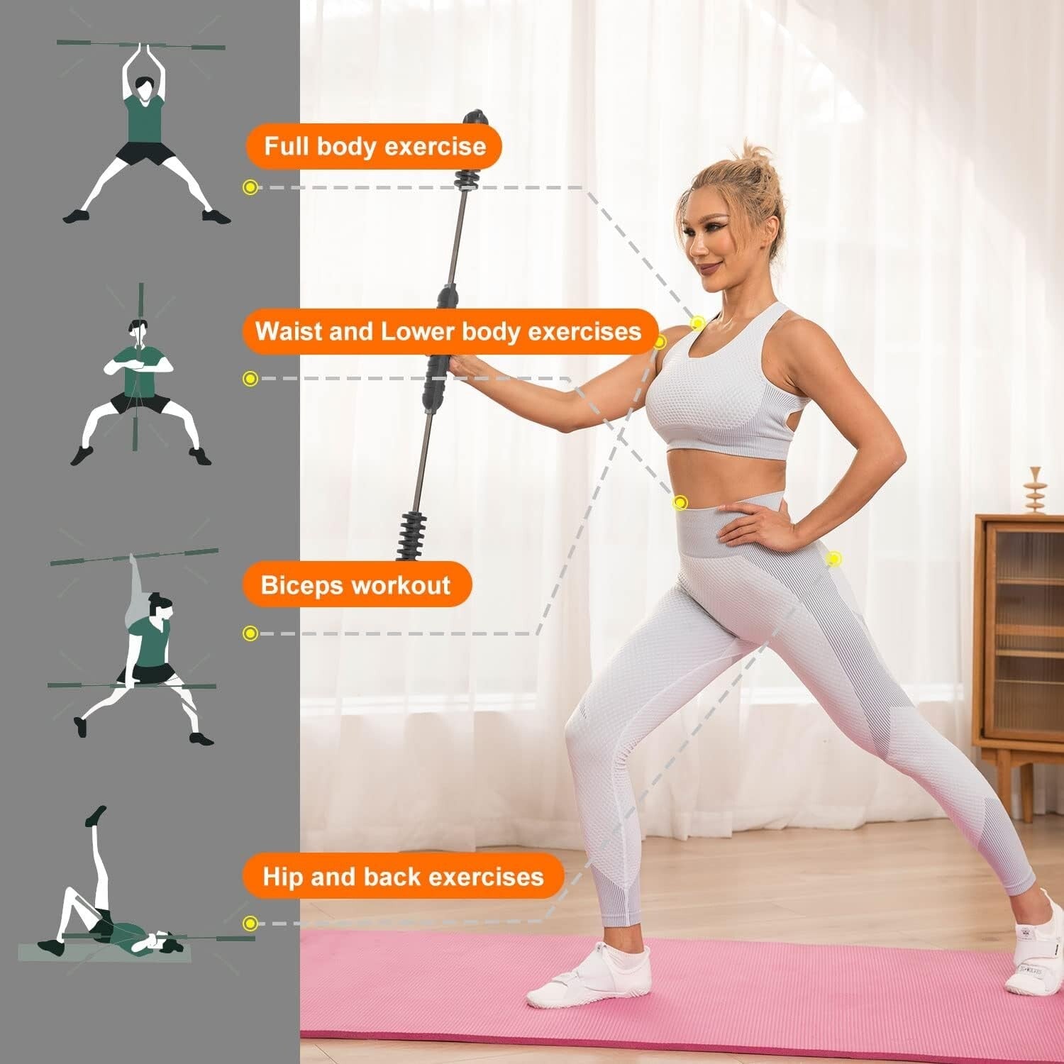 Durable Chrome Elastic Fitness Bar for Strength Training & Injury Recovery