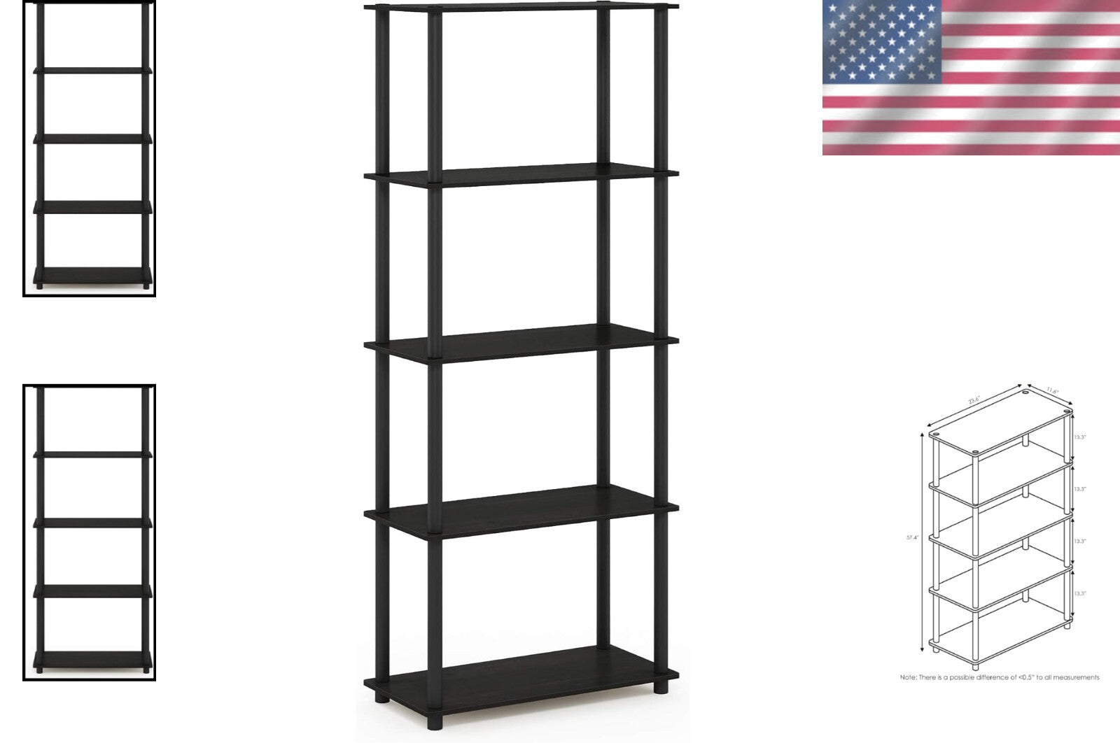 Space-Saving 5-Tier Storage Shelf with Easy Assembly - Ideal for Any Room
