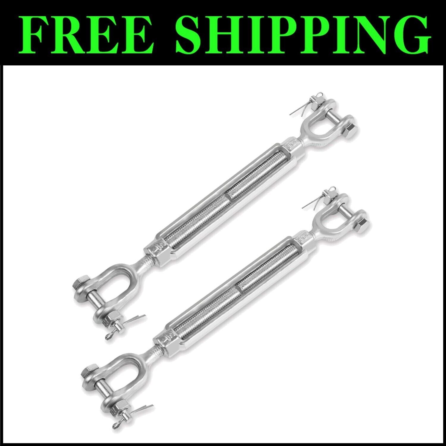 2-Pack Heavy Duty Turnbuckle 5/8" x 9" - 3500 lbs Load Limit, Weather Resistant