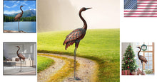 Load image into Gallery viewer, Handcrafted Bronze Crane Statue - Elegant Outdoor Garden Art for All Seasons