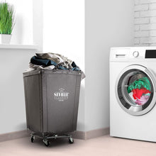 Load image into Gallery viewer, Heavy-Duty Rolling Canvas Laundry Basket - 100 lbs Capacity for Easy Transport