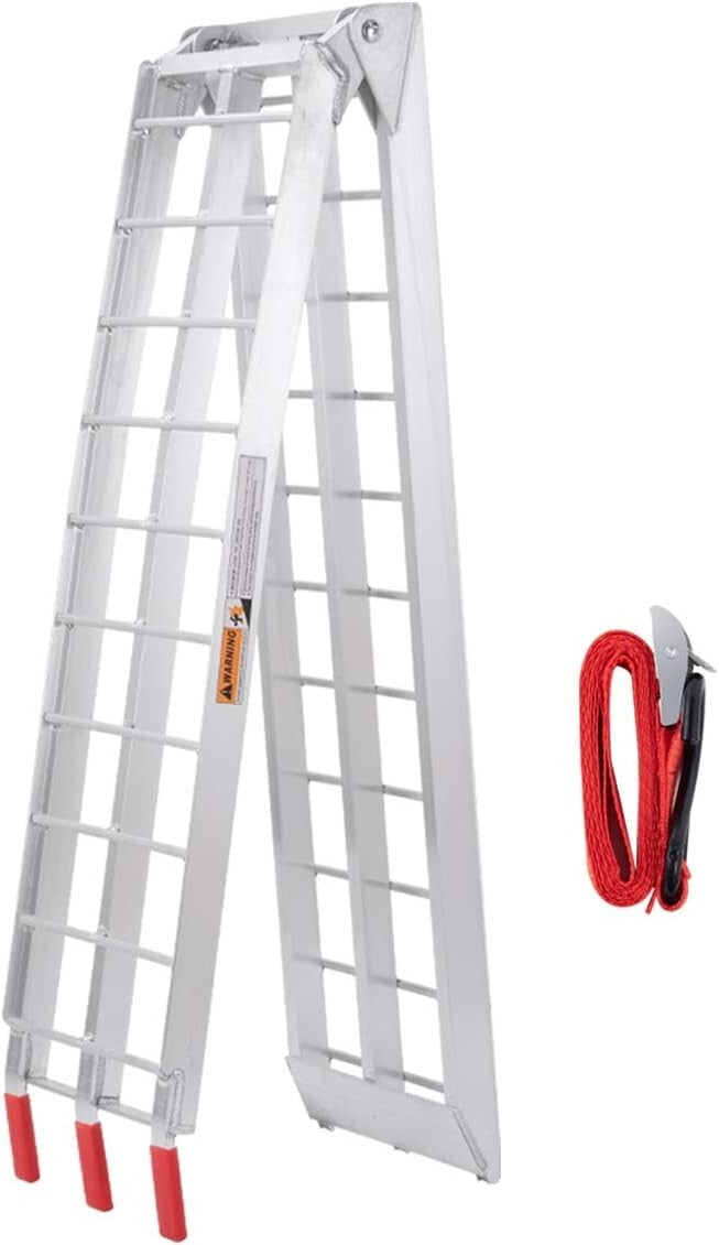 Folding 7.5FT Aluminum Motorcycle Ramp for Trucks, 750 lbs Capacity Safe Loading