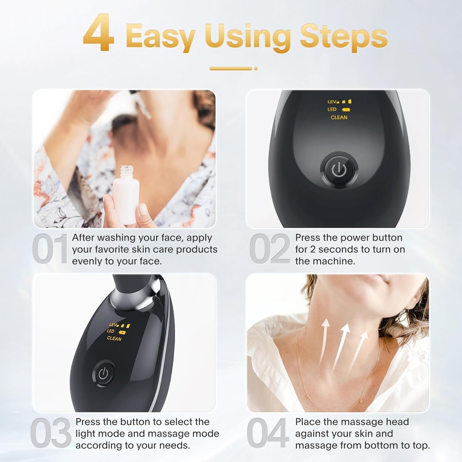 Multi-Functional Glossy Black Face Neck Massager - Elevate Your Skin Routine